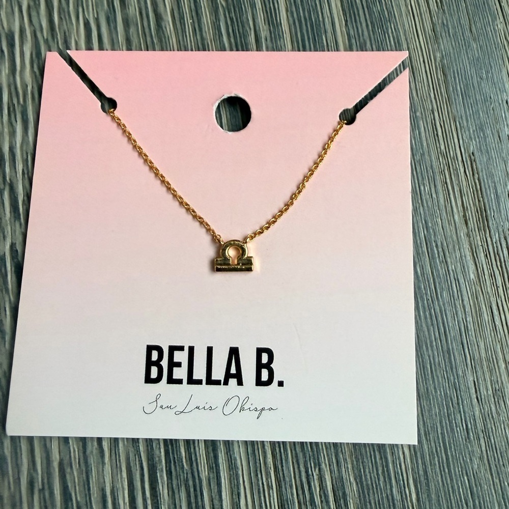Libra Zodiac Symbol Charm Necklace in Gold